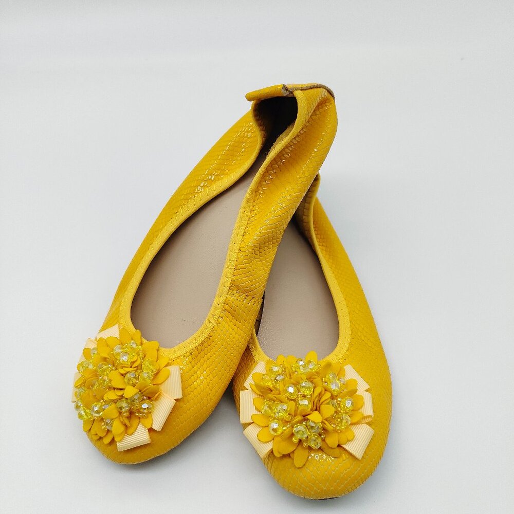 yellow shoes ballerina croco